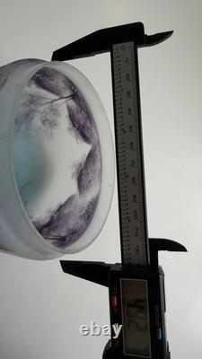 2 Vintage Glass Lamp Shade Set Reverse Hand Painted Lot Japanese Antique