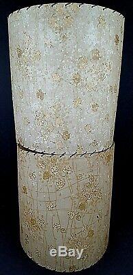 (2) Vintage Mid Century Modern Woven Edge Gold Tone Roses Opaque Dot Lamp Shades