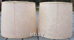 2 Vintage PINK Mid Century Modern MCM Fiberglass DRUM Lamp Shade Spun Fiber