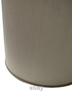 2 Vintage STIFFEL Mid Century Drum Barrel Lamp Shades Linen Ivory Beige 17 in