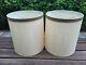 2-vintage Stiffel Mid Century Drum Barrel Lamp Shades Linen Ivory Cream 17 Tall