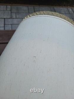 2-Vintage STIFFEL Mid Century Drum Barrel Lamp Shades Linen Ivory Cream 17 Tall