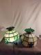 2 Vintage Slag Glass Stain Glass Lamp Shade Hanging Light Fixtures Green 10
