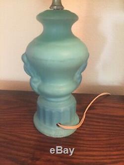 2 Vintage Van Briggle Lamps with Original Shade Blue Turquoise Real Butterfly