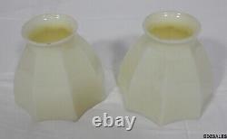 2 Vintage Vaseline Uranium Glass Lamp Shades Pair of Light Fixture Shades