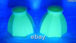 2 Vintage Vaseline Uranium Glass Lamp Shades Pair of Light Fixture Shades