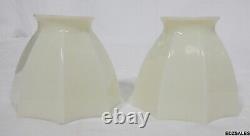 2 Vintage Vaseline Uranium Glass Lamp Shades Pair of Light Fixture Shades