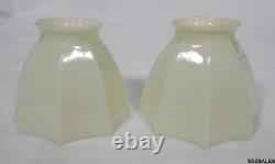 2 Vintage Vaseline Uranium Glass Lamp Shades Pair of Light Fixture Shades