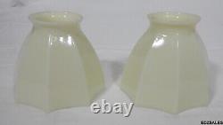 2 Vintage Vaseline Uranium Glass Lamp Shades Pair of Light Fixture Shades