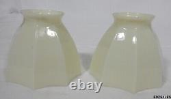 2 Vintage Vaseline Uranium Glass Lamp Shades Pair of Light Fixture Shades