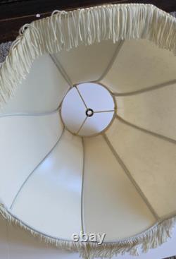 2 Vintage Victorian Floral Brocade Off White Satin Lamp Shade With Fringe 17x11
