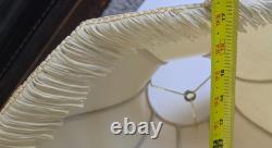 2 Vintage Victorian Floral Brocade Off White Satin Lamp Shade With Fringe 17x11