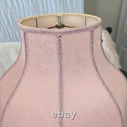 2 Vintage Victorian Fringed Pink Brocade Lamp Shades