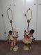 2 Vntg Capodimonte Table Lamps Figural African-american Italy Shades Not Includ