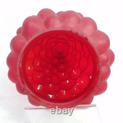 2 Vtg Cranberry Red Glass Grape Cluster Flush Mount Shades Satin Frosted 6.75