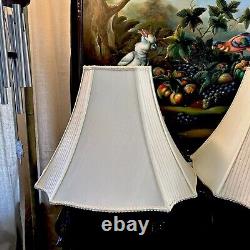 2 Vtg Creme Large Scallop Bell Lamp Shades Great Condition! Beautiful Details