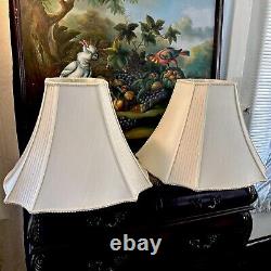 2 Vtg Creme Large Scallop Bell Lamp Shades Great Condition! Beautiful Details