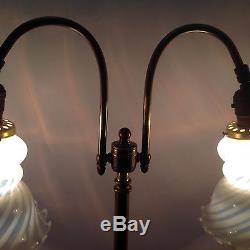 2 arm Vintage Lamp art glass shades Handel Tiffany arts & crafts brass base