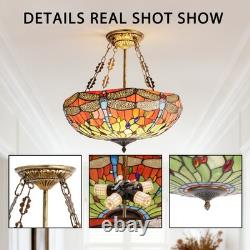 20 In Colored Glass Chandelier, Green Dragonfly Lampshade, Living Room Light, New