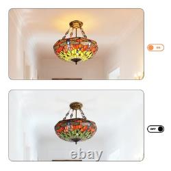 20 In Colored Glass Chandelier, Green Dragonfly Lampshade, Living Room Light, New