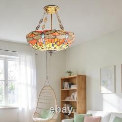 20 In Colored Glass Chandelier, Green Dragonfly Lampshade, Living Room Light, New