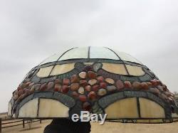 20659 Vintage Large Stained Slag Glass LAMP SHADE Light Fixture Globe