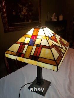 22 Vtg Art & Craft Mission Stained Slag Glass Lamp Shade Tiffany Style