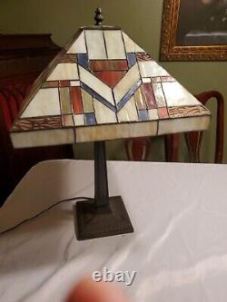 22 Vtg Art & Craft Mission Stained Slag Glass Lamp Shade Tiffany Style