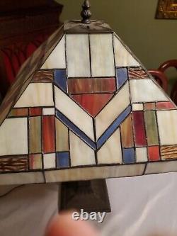 22 Vtg Art & Craft Mission Stained Slag Glass Lamp Shade Tiffany Style