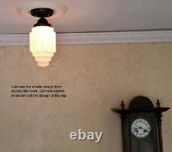 224b Vintage antique aRT DEco Ceiling Light Lamp Fixture Glass Shade pendant