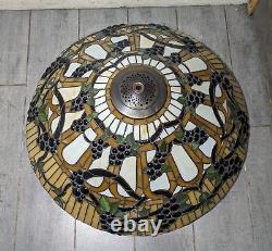 24 HUGE Vintage Mission Tiffany Style Stained Glass Lamp Shade Jeweled Grapes