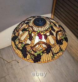 24 HUGE Vintage Mission Tiffany Style Stained Glass Lamp Shade Jeweled Grapes