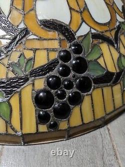 24 HUGE Vintage Mission Tiffany Style Stained Glass Lamp Shade Jeweled Grapes