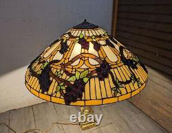 24 HUGE Vintage Mission Tiffany Style Stained Glass Lamp Shade Jeweled Grapes