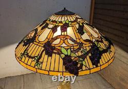 24 HUGE Vintage Mission Tiffany Style Stained Glass Lamp Shade Jeweled Grapes