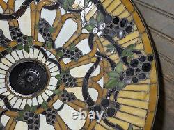 24 HUGE Vintage Mission Tiffany Style Stained Glass Lamp Shade Jeweled Grapes