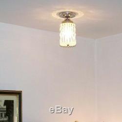 249b Vintage Ceiling Light Lamp Fixture Glass shade bath hall porch midcentury