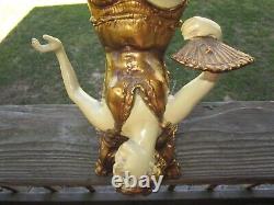 25 Art Deco Lady Burlesque Figural Lamp With Vtg. Italian Millefiori Glass Shade