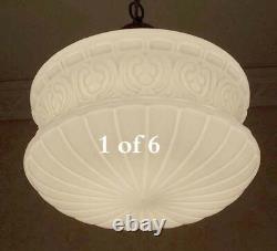 273 Vintage antique 30s Ceiling Light Glass Lamp Fixture Shade Pendant 1 of 6