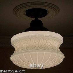 273 Vintage antique 30s Ceiling Light Glass Lamp Fixture Shade Pendant 1 of 6