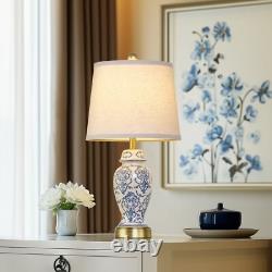 2pc Set 22 Blue White Porcelain Jar Lamp Brass Base Vintage Decor 2pc Set 22 Blue White Porcelain Jar Lamp Brass Base Vintage Decor