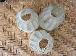 3 Antique Art Deco Glass Shades Pinecone Motif