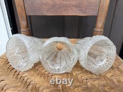 3 Antique Art Deco Glass Shades Pinecone Motif