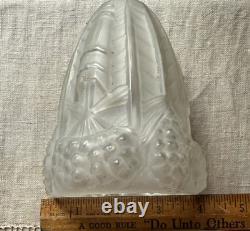 3 Antique Art Deco Glass Shades Pinecone Motif