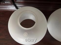 3 Antique Frosted Glass Ball Shades, 2 1/4 Fitter