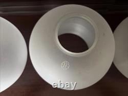 3 Antique Frosted Glass Ball Shades, 2 1/4 Fitter