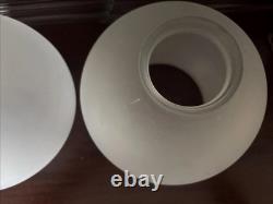 3 Antique Frosted Glass Ball Shades, 2 1/4 Fitter