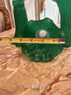 3 Antique Lily Lamp Shade, Green 6 Tall 4 1/2 Wide 1 1/2 fitter Replacements