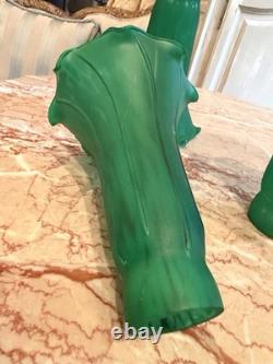 3 Antique Lily Lamp Shade, Green 6 Tall 4 1/2 Wide 1 1/2 fitter Replacements