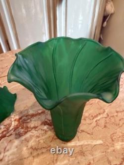 3 Antique Lily Lamp Shade, Green 6 Tall 4 1/2 Wide 1 1/2 fitter Replacements